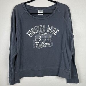FFA Long Sleeve Tee Women's Size Large Forever Blue 1928 Believe‎ Dark Blue Gray